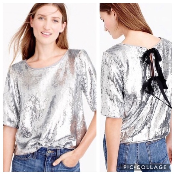 J. Crew Tops - NWT J. Crew Silver “Party” Sequin Top